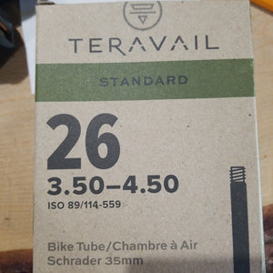 Teravail Standard: Schrader Valve Bicycle Tube (26 x 3.50-4.50)